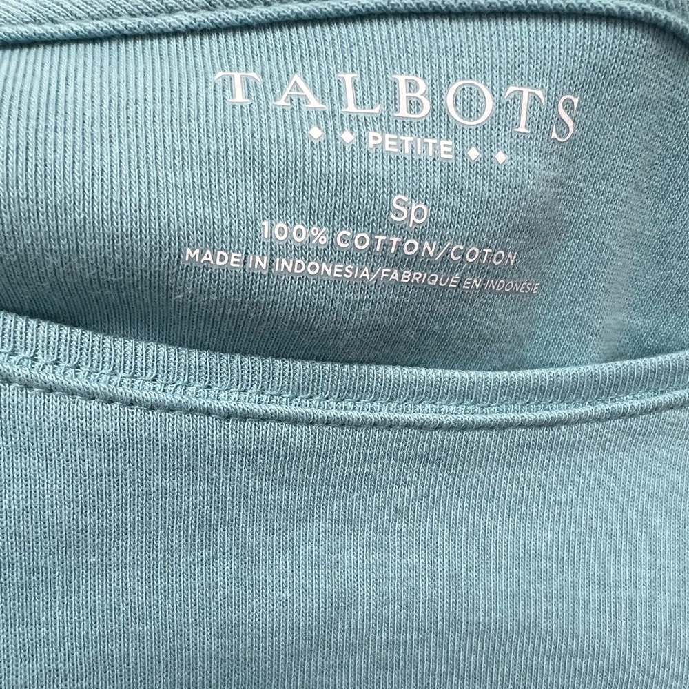 TALBOTS Cotton Long Sleeve Tee/ Blue Frosting - Picture 2 of 4